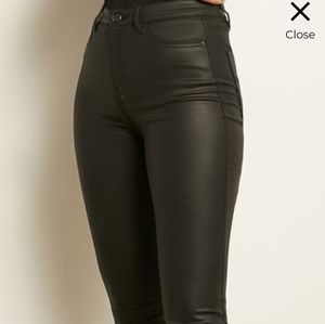 Black trendy leather look denim